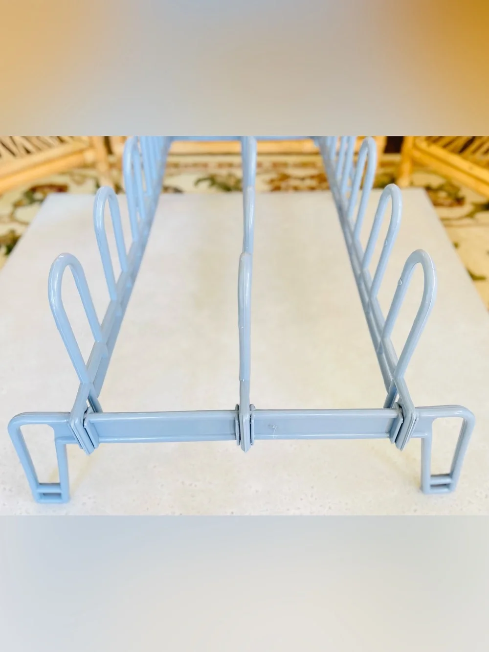 Vintage Yaffa Style Shoe Rack Organizer USA Light Blue 1980s Plastic 9 Pairs